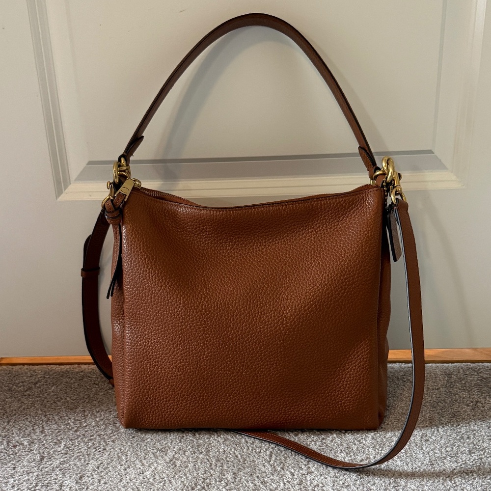 Coach Shay Brown Pebble Leather Shoulder Bag